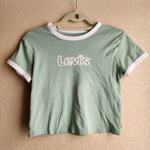 Levi's green and white crop top Short sleeve shirt Size L